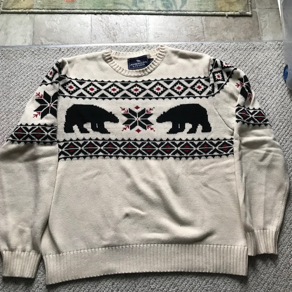 Polar bear Christmas sweater. Ivory color